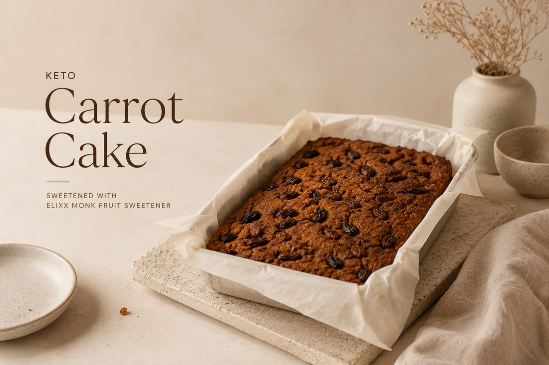 Keto Carrot Cake with ElixX Monk Fruit Sweetener - Soft, Moist, Sugar-Free & Gluten-Free