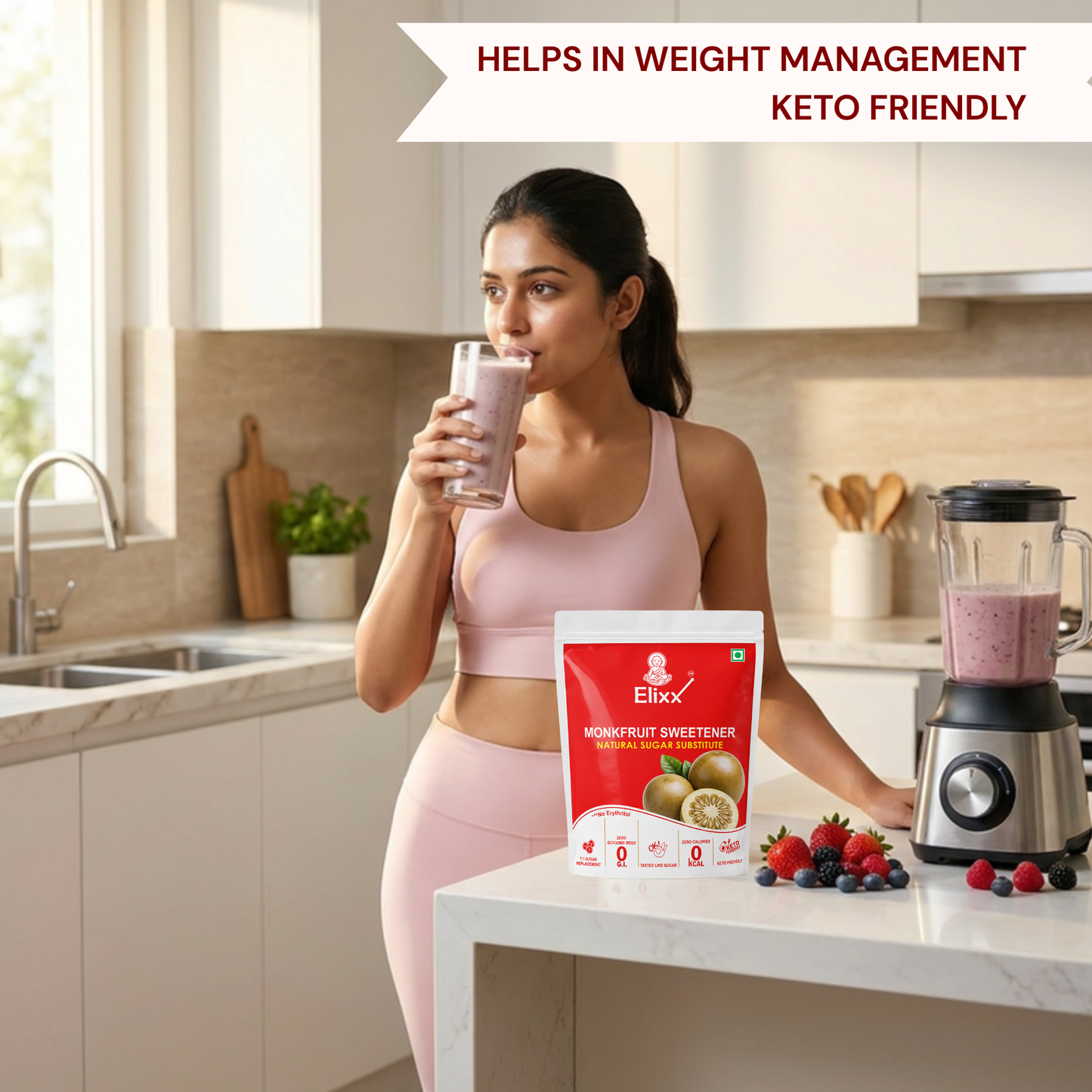 ElixX Monk Fruit Sweetener – Natural Sugar Substitute | No Erythritol